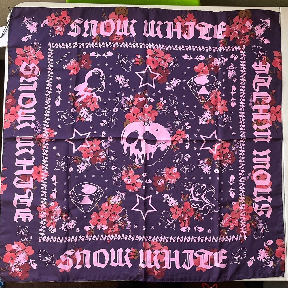 Coach Disney Snow White Purple bandana print silk scarf